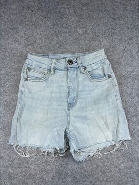 American Eagle Denim Shorts Women Size 00 Light Wash Distressed High Rise Summer